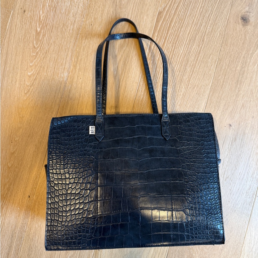 BEIS The Work Tote 
in Black Croc